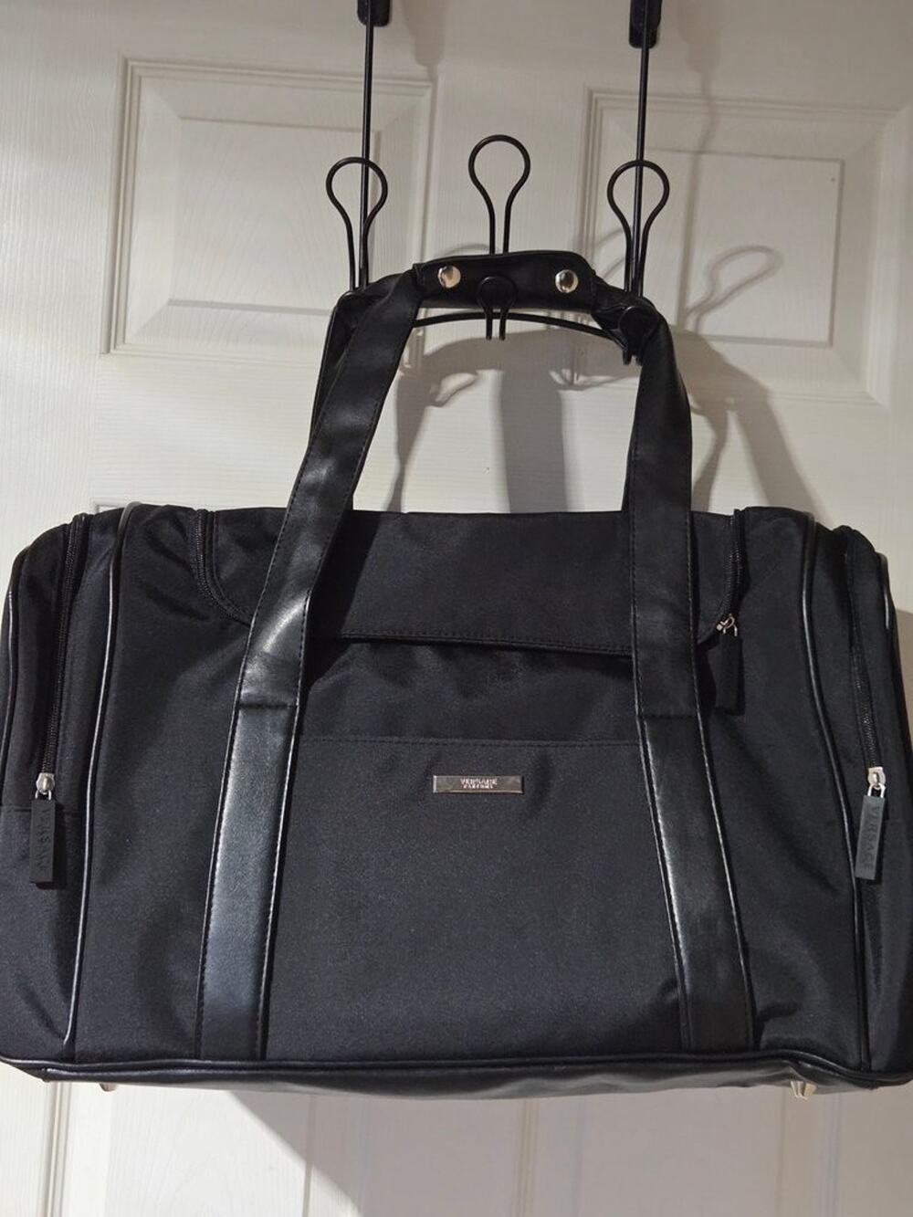 Versace Parfums Black Nylon and Leather Travel Bag